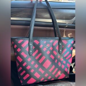 Coach F22246 Mini City Zip Tote in a red and black